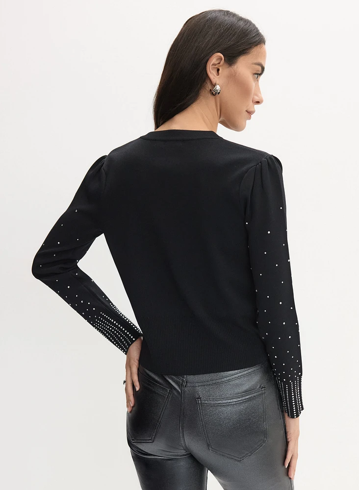 Cardigan orné écourté