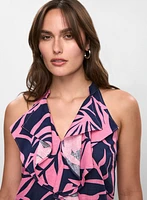 Blouse florale à volants en lin