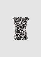 Haut à motif floral graphique