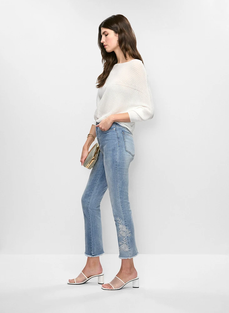 Embroidered Straight Leg Jeans