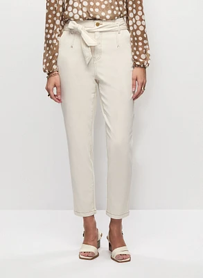 Pantalon en denim à taille nouée