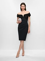 Betsy & Adam - Mesh Insert Off-the-Shoulder Dress