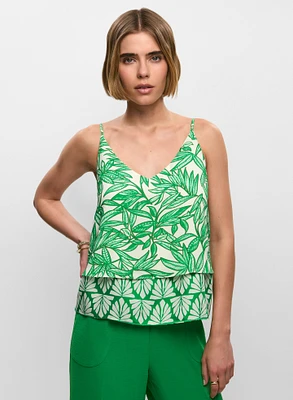 Camisole étagée à motif feuilles de palmier