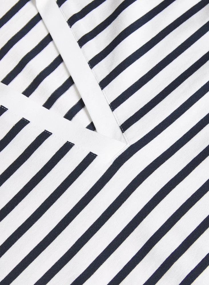 Striped Polo-Neck T-Shirt
