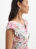Adrianna Papell - Robe à motif floral métallique