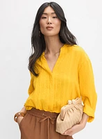 Blouse sans col à pierres