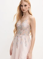 Beaded Floral Embroidered Dress
