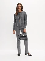 Cardigan en tricot et jean métallique