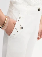 Grommet Embellished Straight-Leg Pants