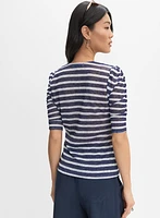 Striped Elbow Sleeve Top