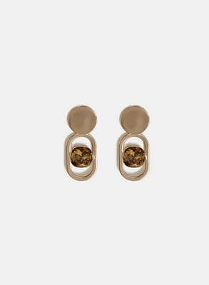 Boucles d'oreilles pendantes à pierre facettée