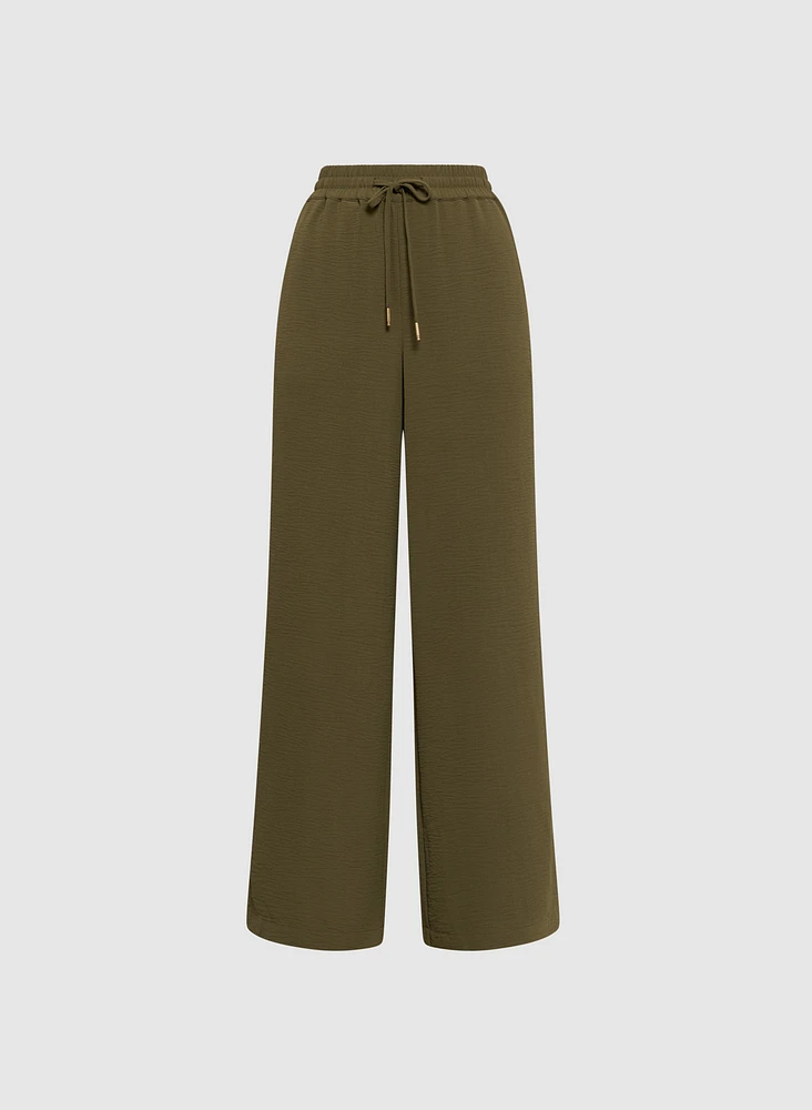 Pantalon large à taille élastique