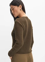 Cropped Crew Neck Cardigan