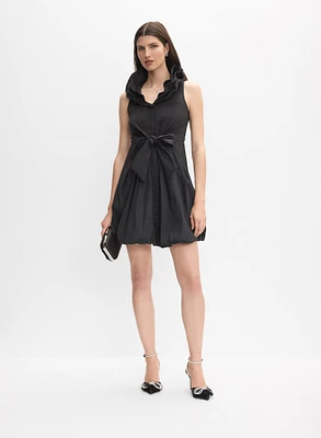 Robe en taffetas à taille nouée