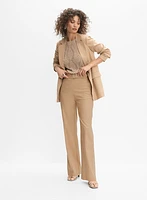 Stretch Linen Wide-Leg Pants
