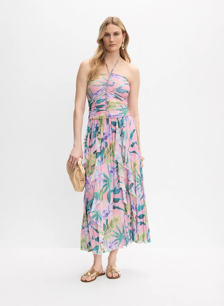 Strapless Mesh Maxi Dress