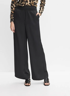 Pantalon large à taille côtelée