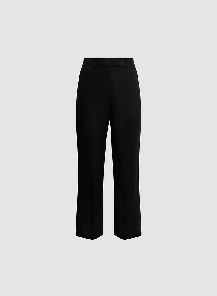 Pantalon en lin mélangé à jambe semi-évasée
