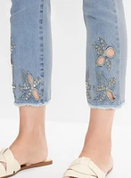 Embroidered Denim Capris
