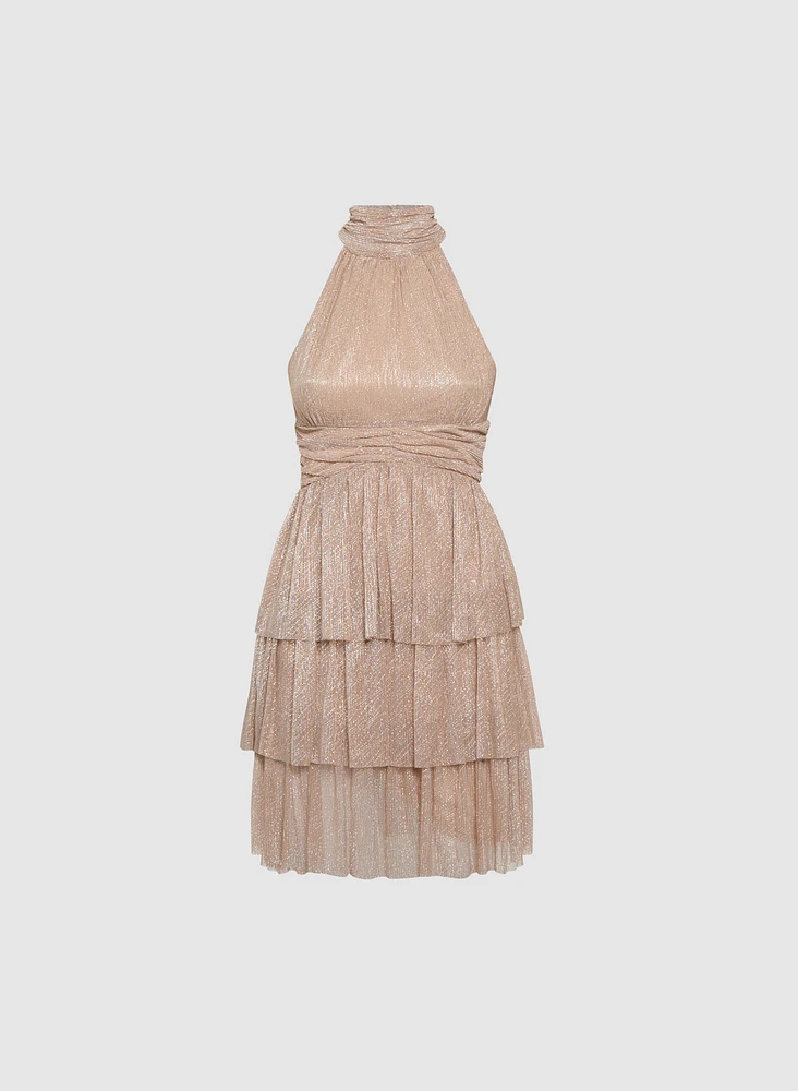 Tiered High Neck Dress
