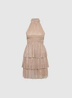 Tiered High Neck Dress