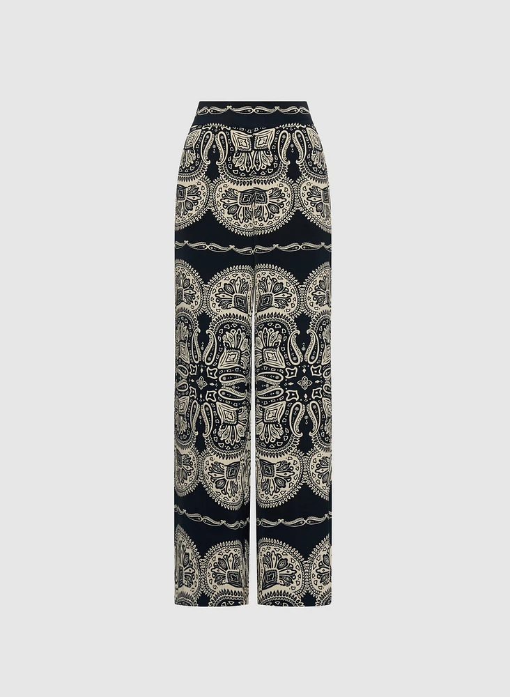Paisley Wide-Leg Pants