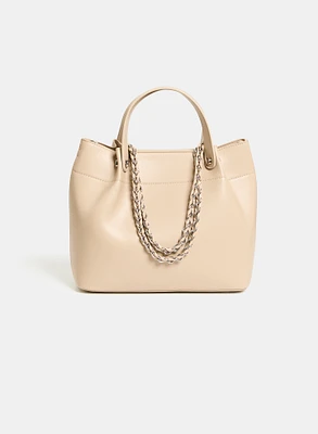 Layered Chain Detail Satchel Handbag