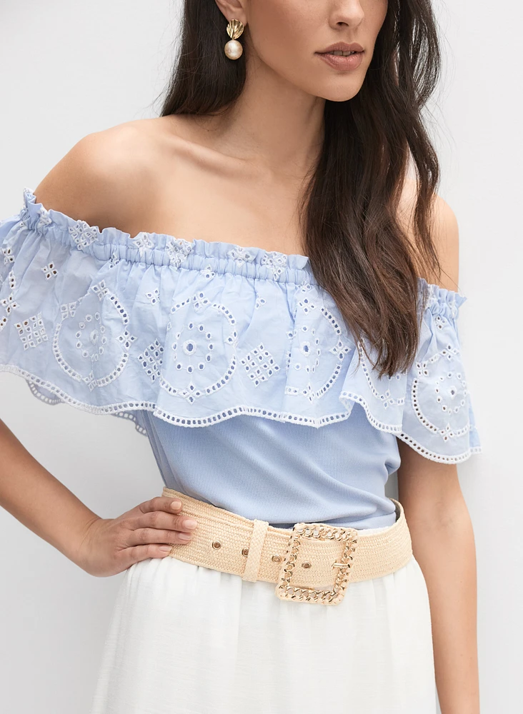 Ceinture tressée à boucle carrée