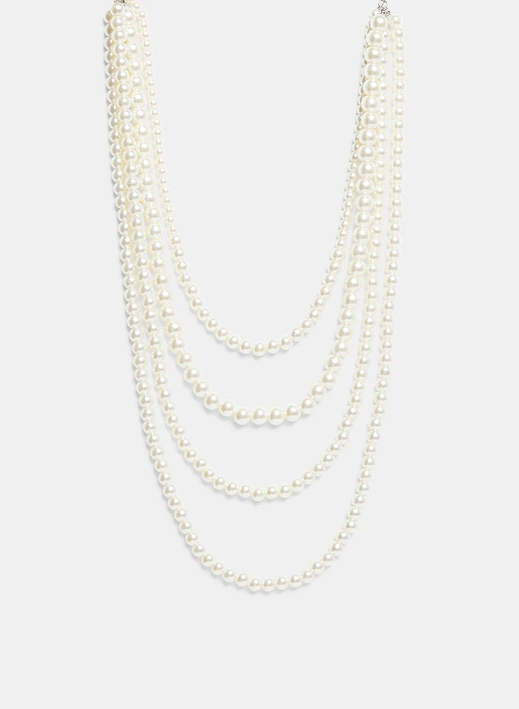 Multi-Row Faux Pearl Necklace