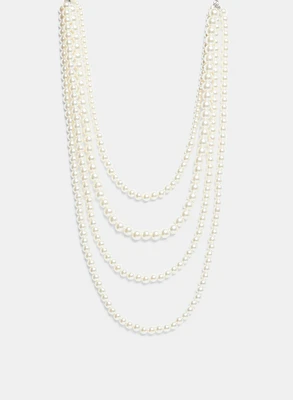 Multi-Row Faux Pearl Necklace