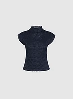 Crinkle Mock Neck Top