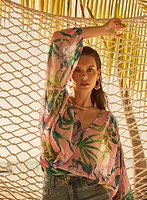 Floral Chiffon V-Neck Blouse