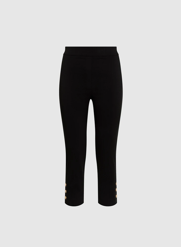 Buttoned Hem Capris