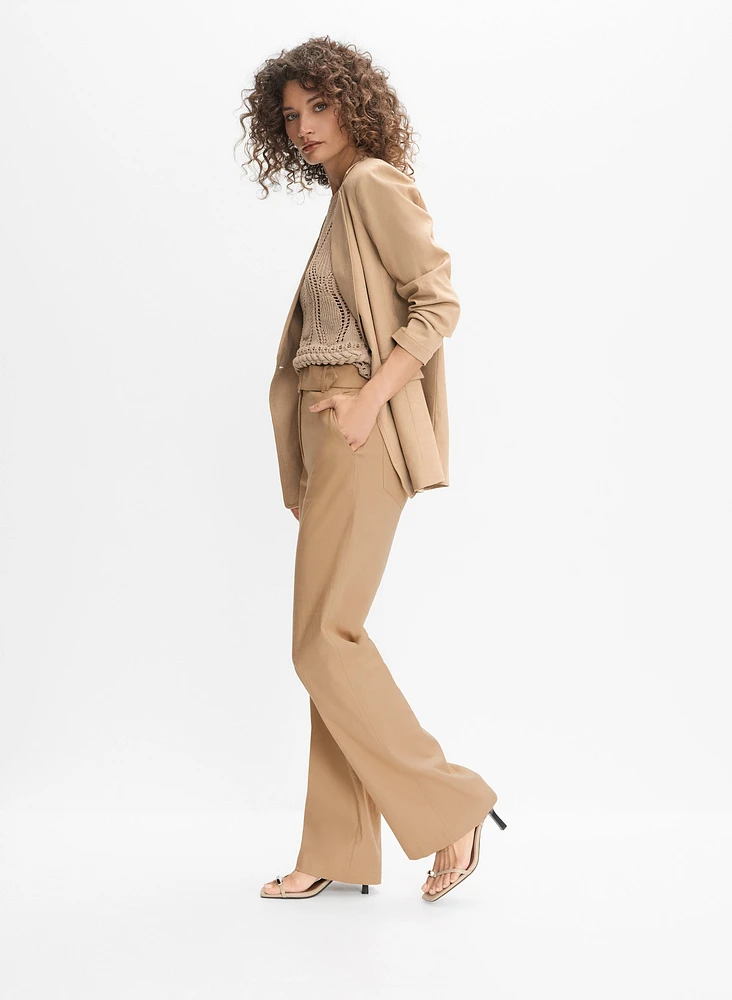 Stretch Linen Wide-Leg Pants