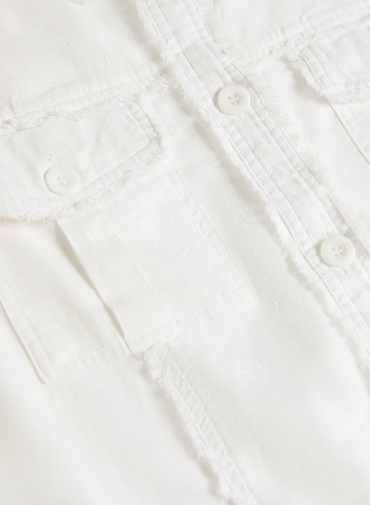 Frayed Linen-Blend Jacket