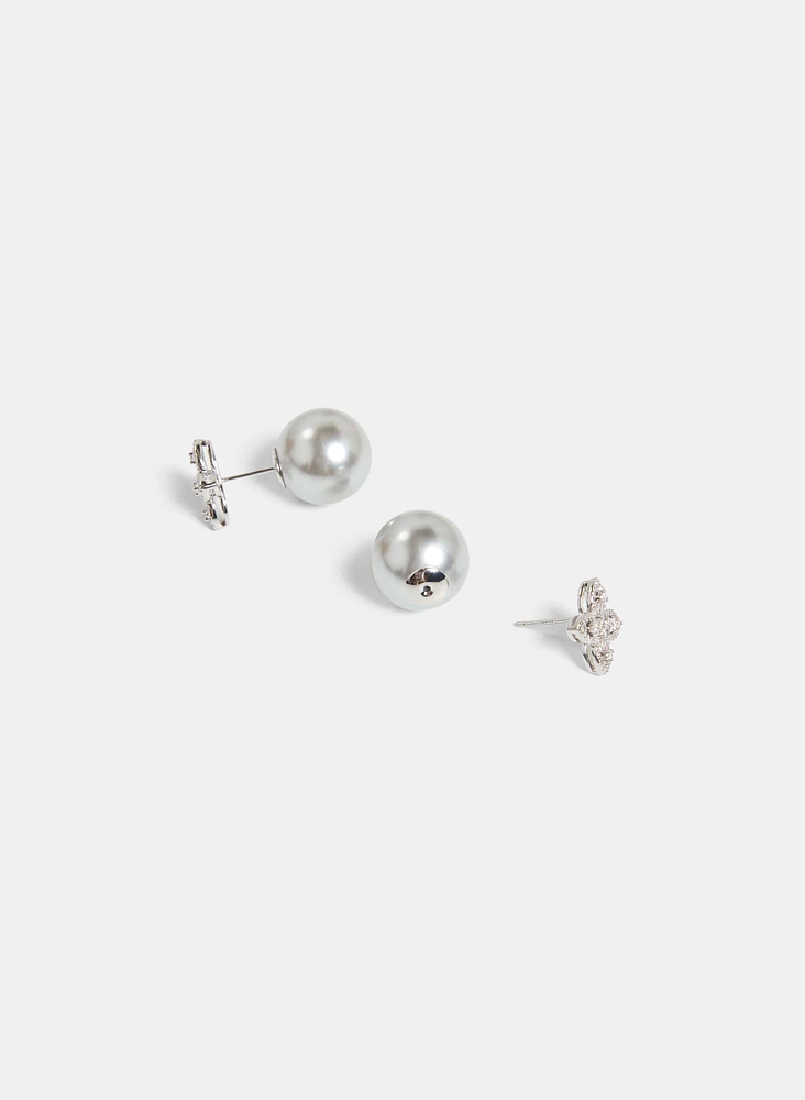 Boucles d'oreilles à trèfle en cristaux et perle