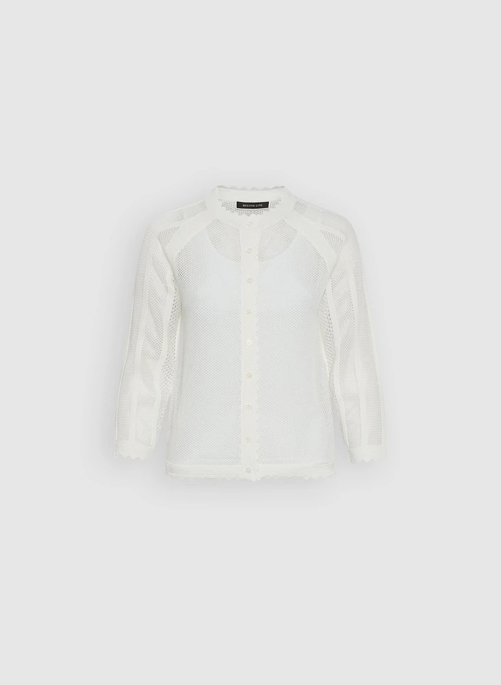 Cardigan à bordures festonnées