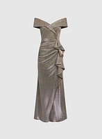 Foil Off-The-Shoulder Dress