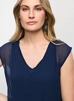 Blouse en chiffon à encolure V