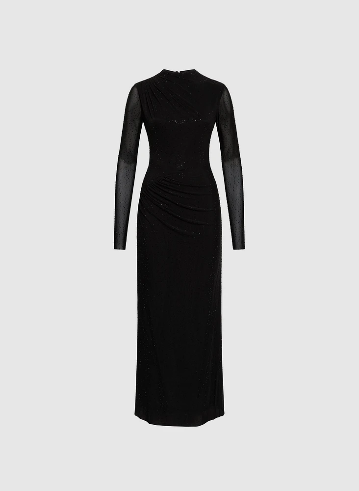 Robe ornée à col montant