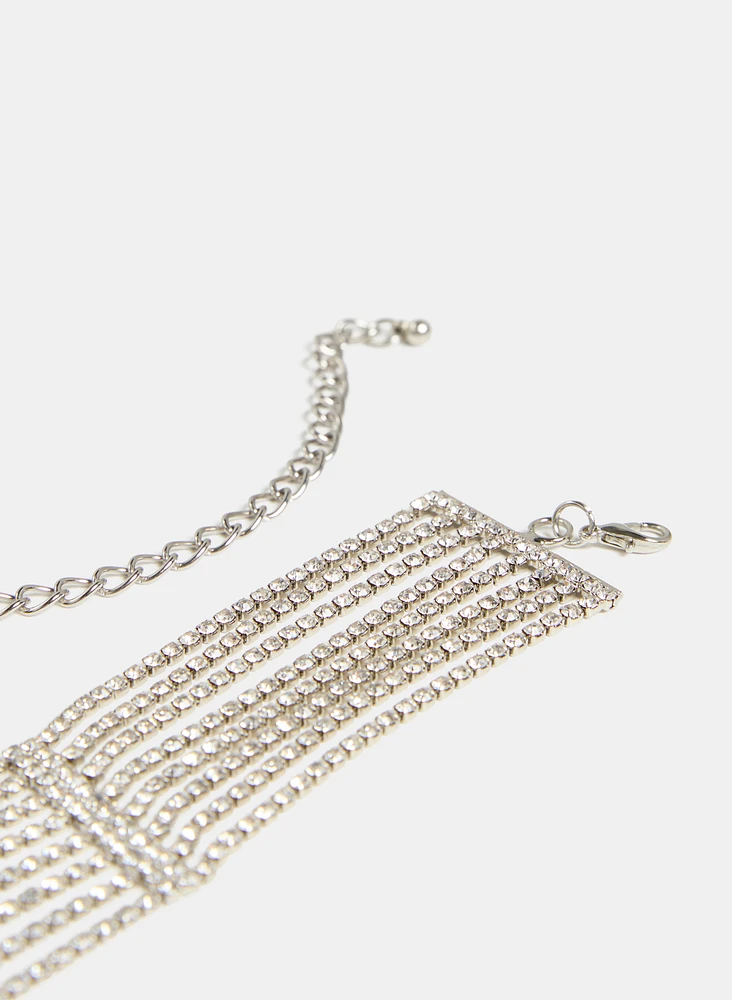Collier ras-du-cou à cristaux