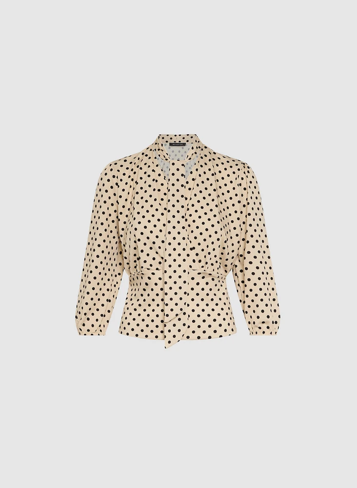 Polka Dot Tie-Neck Top