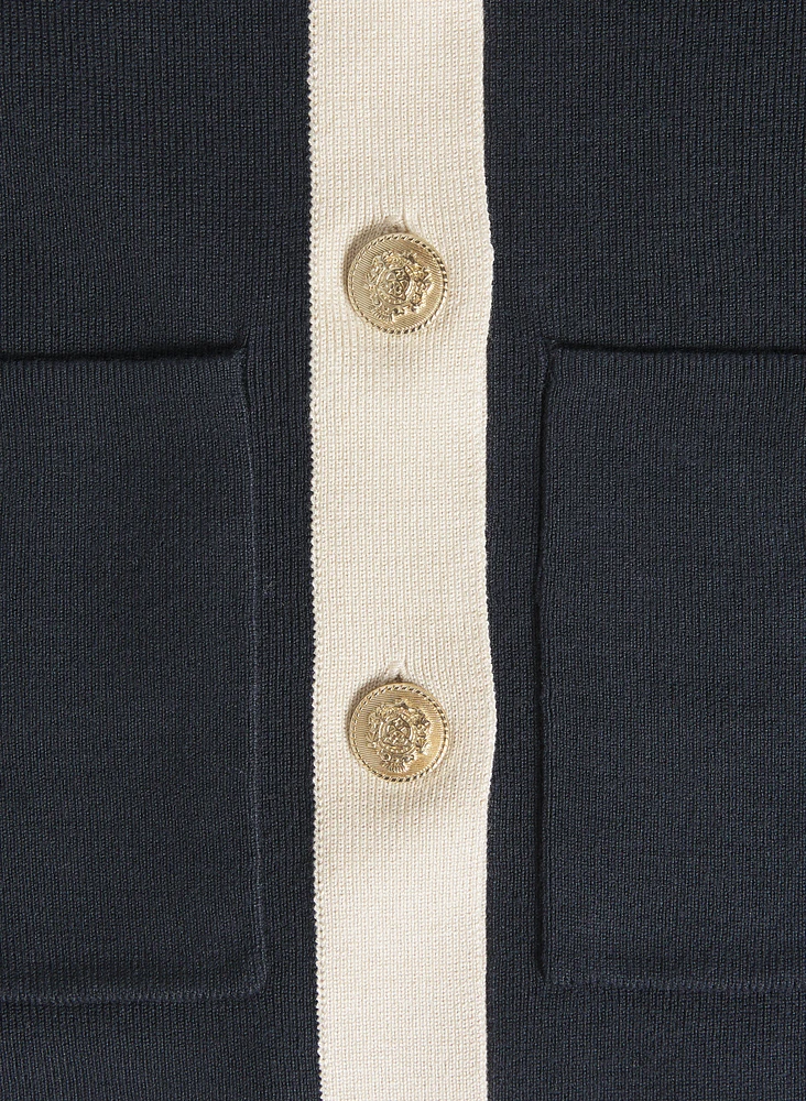 Cardigan boutonné à bande contrastante