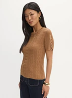 Short Sleeve Ring Detail Sweater