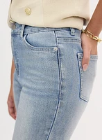Jean à jambe droite pois métalliques