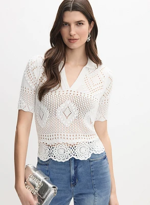 Crochet Knit Pullover