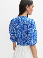 Paisley Smocked Waist Blouse