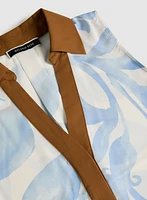 Palm Print Colour Block Blouse