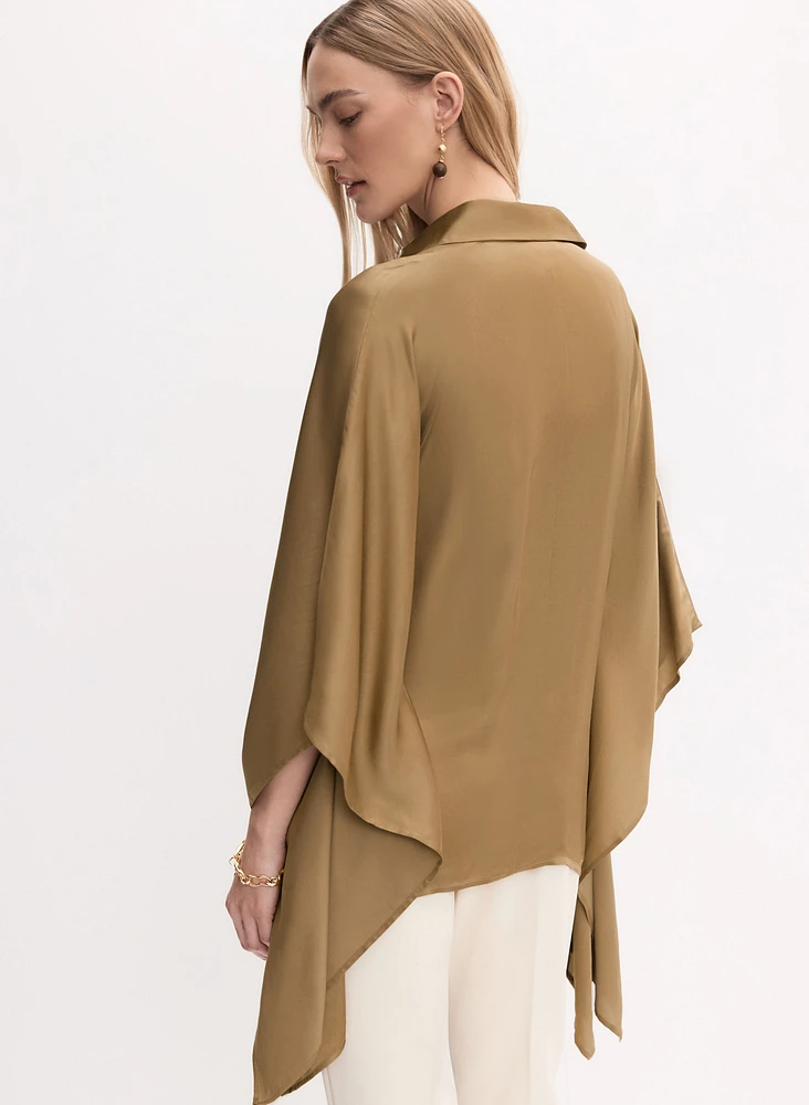 Flare Sleeve Satin Blouse
