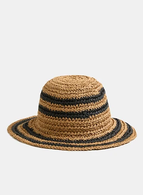 Chapeau à rayures en paille